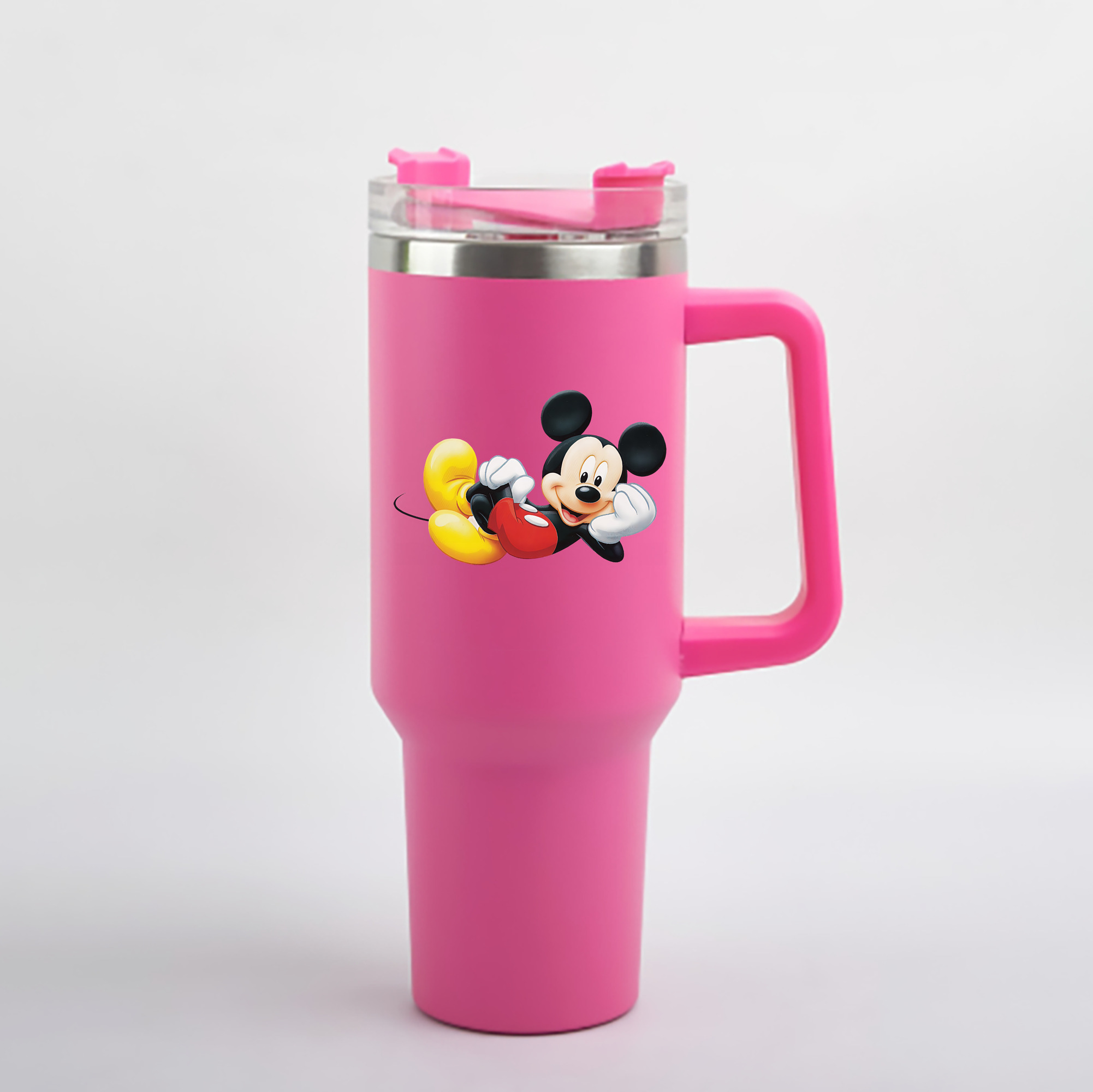 （画像用） ミッキーマウス Mickey Mouse 1200mL車用タンブラー - クリスタルステッカー（プラスチックストロー付き）